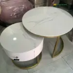 Bàn Trà Sofa Cặp Mặt Đá Khung Chân Kim Loại  KS-SF-BT017( Mặt Đá Đen / Mặt Đá Trắng / Khung Chân Kim Loại Màu Vàng/ Màu Đen) - Ảnh 5