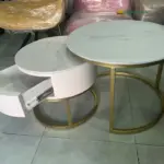 Bàn Trà Sofa Cặp Mặt Đá Khung Chân Kim Loại  KS-SF-BT017( Mặt Đá Đen / Mặt Đá Trắng / Khung Chân Kim Loại Màu Vàng/ Màu Đen) - Ảnh 8