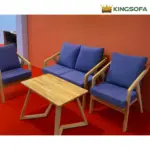 Bộ Bàn Ghế Sofa Cafe gỗ KingSofa KS-GF-13020.01 (Bộ Gồm 2 Ghế Đơn, 1 Ghế Đôi, 1 Bàn chữ V)