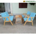Bộ Bàn Ghế Sofa Cafe Gỗ KingSofa KS-SF-13001A (Sofa phòng khách/ Sofa cafe/ Bàn chữ V) - Ảnh 9