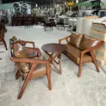 Bộ Bàn Ghế Sofa cafe gỗ Katana KingSofa KS-GF-13020.02 (Gồm 2 Ghế Sofa Đơn Katana, 1 Ghế Đôi & Bàn Chân Sao)