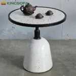 Bàn Cafe Sắt Chân Trụ Đá Mài Trắng KS-SK-2015 (Mặt Gạch Hoa Văn/ Mặt Đá) - Ảnh 6