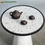 Bàn Cafe Sắt Chân Trụ Đá Mài Trắng KS-SK-2015 (Mặt Gạch Hoa Văn/ Mặt Đá) - Ảnh 5