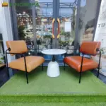 Bàn Cafe Sắt Chân Trụ Đá Mài Trắng KS-SK-2015 (Mặt Gạch Hoa Văn/ Mặt Đá) - Ảnh 4