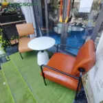 Bàn Cafe Sắt Chân Trụ Đá Mài Trắng KS-SK-2015 (Mặt Gạch Hoa Văn/ Mặt Đá) - Ảnh 3