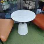 Bàn Cafe Sắt Chân Trụ Đá Mài Trắng KS-SK-2015 (Mặt Gạch Hoa Văn/ Mặt Đá) - Ảnh 2