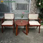 Ghế V-LEG Gỗ Tự Nhiên Mặt Nệm Tựa Mây KingSofa KS-SK-0077 (Gỗ Cao Su/ Gỗ Ash) - Ảnh 2