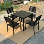 Bộ Bàn Ghế Cafe Sân Vườn Nhôm Đúc Nhập Khẩu KS-BN028-SV021 (Bộ 4 ghế nhôm đúc)