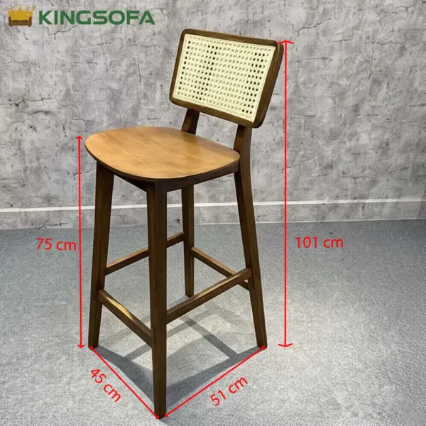 Ghế Bar Gỗ Tần Bì Tựa Mây Marcel Kingsofa KS-DL-BAR040 (Mặt Gỗ Mặt Nệm) (1) Ghế Bar Gỗ Tần Bì Tựa Mây Marcel Kingsofa KS-DL-BAR040 (Mặt Gỗ Mặt Nệm) (1)