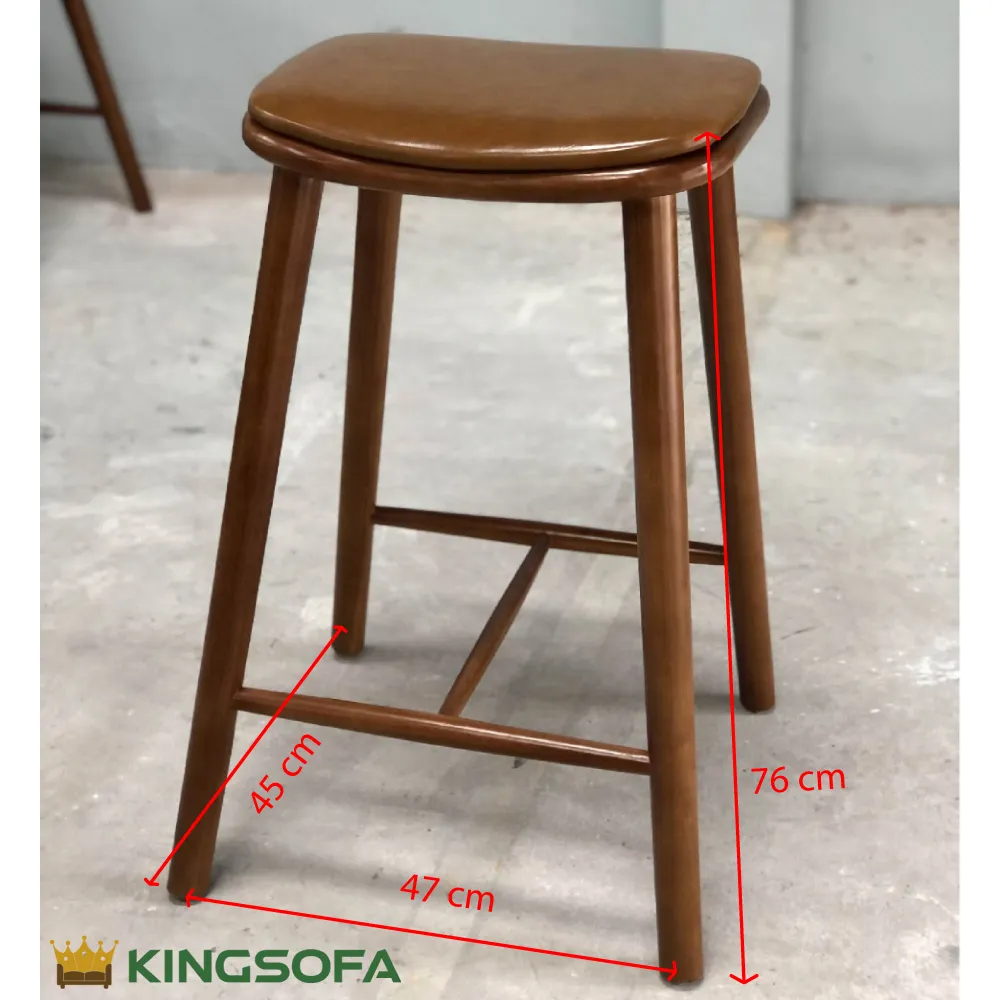 Ghế Bar Yên Ngựa Gỗ Cao Su Kingsofa KS-SK-BAR041 (Mặt Gỗ Mặt Nệm) (4) Ghe Bar Yen Ngua Go Cao Su Kingsofa KS SK BAR041 Mat Go Mat Nem 4