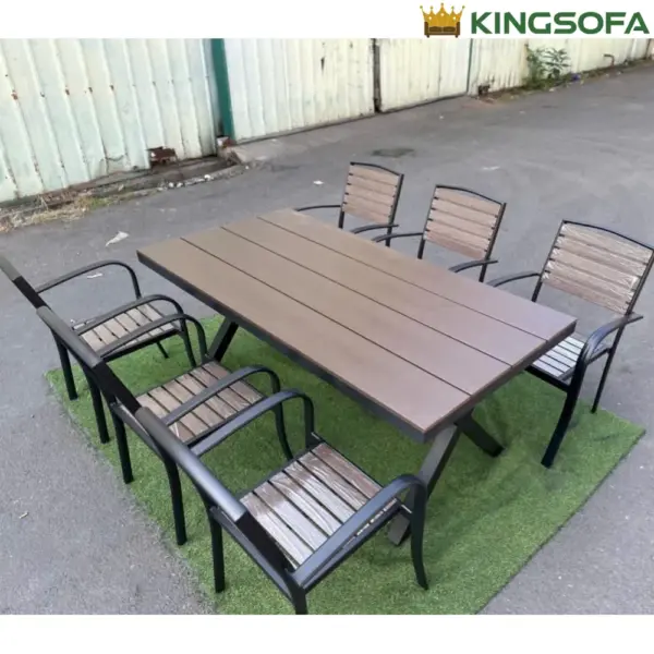 Bàn Sân Vườn Khung Nhôm Mặt Gỗ Nhựa Composite KS-BN034 (1) Bàn Sân Vườn Khung Nhôm Mặt Gỗ Nhựa Composite KS-BN034 (1)