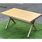 Bàn Sân Vườn Khung Nhôm Mặt Gỗ Nhựa Composite KS-BN034