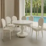 Bộ Bàn Ăn Tròn 6 Ghế Gỗ Tự Nhiên Sang Trọng Và Tinh Tế Kingsofa KS-BG-0009