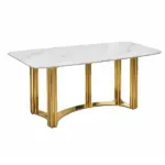 Bàn Ăn Mặt Đá Chân Inox Mạ Vàng KS-BA02