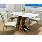 Bàn Ăn Mặt Đá Chân Inox Mạ Chữ Z Nhập Khẩu KS-CB12 - Ảnh 5