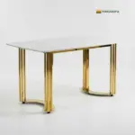 Bàn Ăn Mặt Đá Chân Inox Mạ Vàng KS-BA02 - Ảnh 2