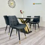 Bàn Ăn Mặt Đá Chân X Kép Inox Mạ Vàng KS-CB13 - Ảnh 2