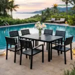 Bàn Ghế Sắt Sơn Tĩnh Điện Ngoài Trời KS-TH-0012 (Bàn/ Ghế/ Bộ 8 Ghế/ Bộ 10 Ghế) - Ảnh 4