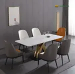 Bàn Ăn Mặt Đá Chân X Kép Inox Mạ Vàng KS-CB13 - Ảnh 6