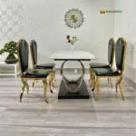 Bàn Ăn Mặt Đá Chân Inox Oval Chéo Nhập Khẩu KS-CB11 - Ảnh 3