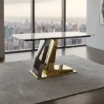 Bàn Ăn Mặt Đá Chân Inox Mạ Chữ Z Nhập Khẩu KS-CB12