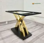 Bàn Ăn Mặt Đá Chân X Kép Inox Mạ Vàng KS-CB13 - Ảnh 9